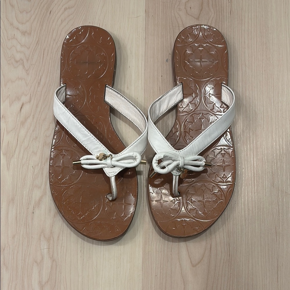 Kate Spade  Elegant White and Brown Women's Sandals Size 6.5